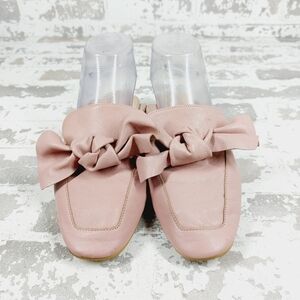 bp Mauve Leather Square Toe Bow Slip On Mules V114